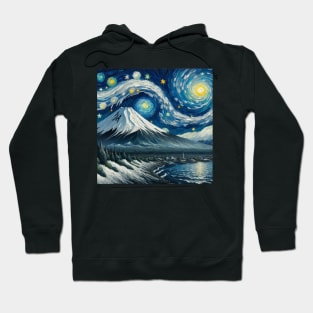 Mount Fuji Japan Starry Night - Beautiful Iconic Places Hoodie